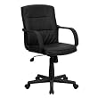 Flash Furniture Mid-Back Black Leather Office Chair with Nylon Arms