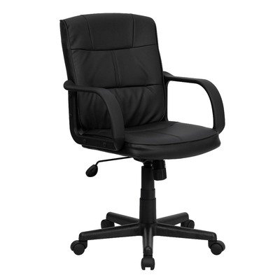Flash Furniture Mid-Back Black Leather Office Chair with Nylon Arms