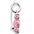 Pink Cubic Zirconia Trio Drop Bioplast Intimate Piercing