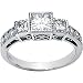 14K White Gold Created Moissanite & Diamond 3 Stone Anniversary Band