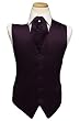 Tuxedo Vest - Solid Satin with Matching Pin Ascot, Berry