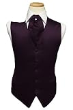 Tuxedo Vest - Solid Satin with Matching Pin Ascot, Berry