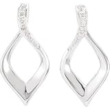 14K White Diamond Earrings .06 Cttw Pair