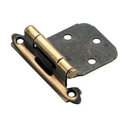 Amerock CM7629-AE Decorative Hinge Hinge, Self-Closing, Face Mount, Overlay Variable, Antique Brass