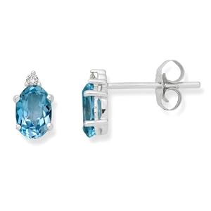 Miore - USP003E4W - Boucles d'Oreilles femme - Or blanc 375/1000 (9 carats) 0.59 gr - topaze bleue et diamant 0.02 cts