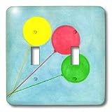 CherylsArt Balloons - Three Balloons in Yellow Red and Green - Light Switch Covers - double toggle switch