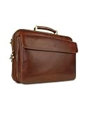 Chiarugi Men's Italian Leather Laptop Briefcase Brown
