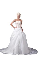 Strapless Organza/Satin  Lace-Up Sleeveless  Dress With Pearls