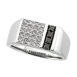 14K White Gold 1/3 ct. Black and White Diamond Mens Ring