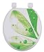 Siege Toilette Abattant WC Bois Blanc Print feuille verte