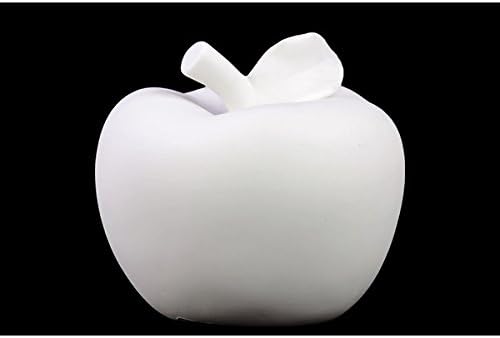 Porcelain Apple Figurine with Leaf Matte Finish White