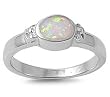 Sterling Silver Ring w/ Oval Lab Created Opal - Face Height: 6mm - Face Width: 12mm - Sizes 6 to 9 Sterling Silver Ring w/ Oval Lab Created Opal - Face Height: 6mm - Face Width: 12mm - Sizes 6 to 9