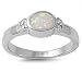 Sterling Silver Ring w/ Oval Lab Created Opal - Face Height: 6mm - Face Width: 12mm - Sizes 6 to 9
