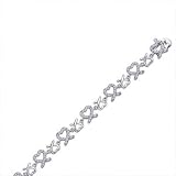 Sterling Silver CZ Crossover Hearts Bracelet