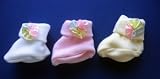 Booties with Tr-Colored Satin Bow, Small preemie 3-6 lbs, Light Pink