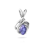 14K White Gold Oval Genuine Tanzanite Flower Pendant