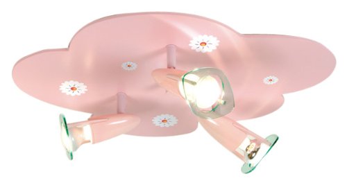 Niermann-Standby 621 - Deckenleuchte Wolke 3 Strahler ros&Atilde;&copy; mit Margeriten, 3 x R50 - max. 40 Watt inklusive Holz / Kunststoff,Leuchtmittel. 55 x  ...