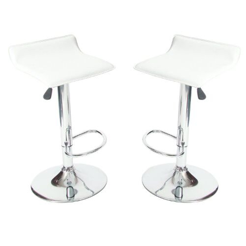 2 x Vinyl Air Lift Adjustable Swivel Bar Stools, -Pack of 2 (2002) (White)