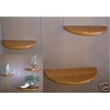 Set of 3 Bracketless Half Moon Wall Shelves Oak Finish ~ BCW