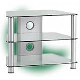 25 Inch LCD/TV Stand with heavy duty glass shelves (Silver) (19.69H x 25.19W x 19D)