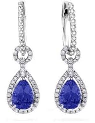 5.27Ct Dangling Sapphire & Diamond Hoop Earrings 18k Gold