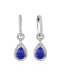 5.27 Sapphire & Diamonds Dangling Pendant Earrings 18k Gold