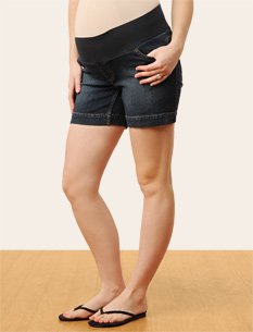 Motherhood Maternity: Under Belly 5 Pocket Stretch Fabric Maternity Shorts