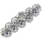 Sterling Silver Simulated Amethyst Medallion Bracelet by LEAH HANNA