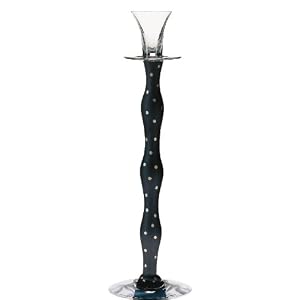 Orrefors Crystal Celeste Candlestick Black Silver 14 by 