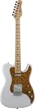 Luna Henna Paisley Series TLE Electric Guitar - White