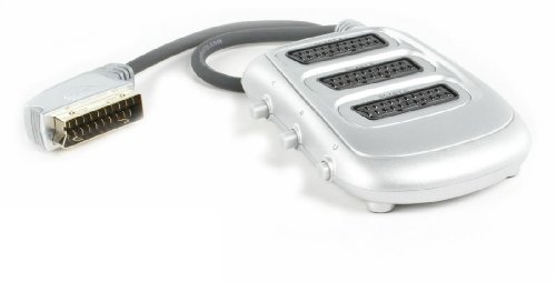 Ex-Pro Premium Silver 3 Way Scart Splitter, Shielded cable, stress reliefs. 21 Pin Fully screened Gold connections. 2 Year Ex-Pro warranty.