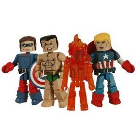  Diamond Select Toys Marvel Minimates 2009 SDCC San Diego ComicCon Exclusive Mini Figure 4Pack Invaders Captain America, Bucky, Human Torch Namor