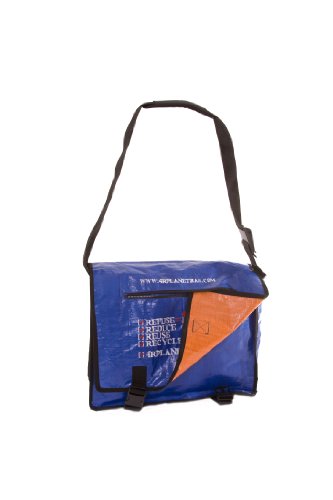 4Rplanetbag Large Blue/Orange Reusable, Recyclable Messenger Bag