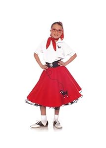 Hip Hop 50s Shop 7 Piece Child Poodle Skirt Outfit, Size 6 Red
