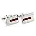 MENDEPOT Classic Rhodium Plated Rectangle Color Cufflinks with Box (Red)