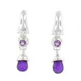 Amethyst Briolette Earrings set in .925 Sterling Silver