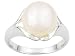 10MM NATURAL WHITE CULTURED FRESHWATER PEARL STERLING SILVER RING