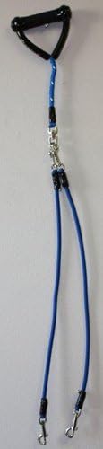 Super Coupler Short Bungee, walk multiple dogs tangle-free - 43 inches long - with option to disconnect to be used with one dog - for dogs between 20 and 50 lbs. - Blue