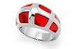 Retro Stainless Steel Women's Ring with red resin inlay