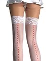 LegAvenue Hearts Seam Nylonstrümpfe mit Rücknaht rote Herzen, weiss/rot (white/red), Onesize 8 1/2-10