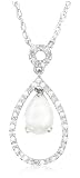 10k White Gold Created-Opal and Diamond Pendant
