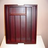 MAHOGANY FLATWARE CADDY - MAHOGANY EXPANDABLE FLATWARE CADDY