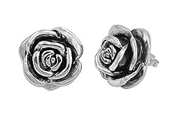 Rose Earrings - Sterling Silver - 22 mm