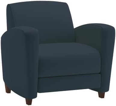 National Office Furniture Reno 1 Seat Lounge Chair with Wood Cordovan Walnut Legs, Navy Faux Leather