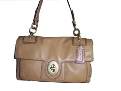 Authentic Coach Coho Camel Leather Peyton Flap Handbag 14524