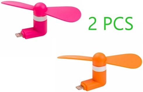 YOLOPLUG Mini Portable Dock Cool Cooler Rotating Fan for 8 pin lightning iPhone 6 plus 5s 5 iPad mini air (2PCS RED/ORANGE)