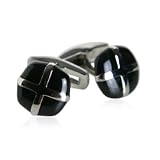 Black Enamel Cufflinks silver-tone Cage by Cuff-Daddy