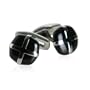 Black Enamel Cufflinks in Silver Cage with Gift Box