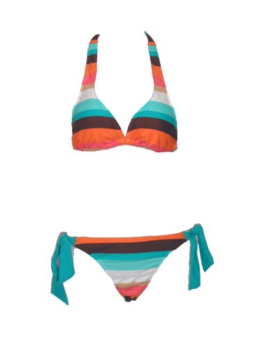 Hot Kiss Spumoni 2pc Bikini Halter Top Side Tie Bottom