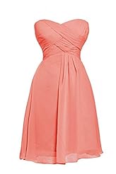 A-line Chiffon Sweetheart Short Mini-SILHOUETTESleeveless Backless Ruched Junior-Bridesmaid Dress/Prom Dress/Party Dress/Mini Dress 
